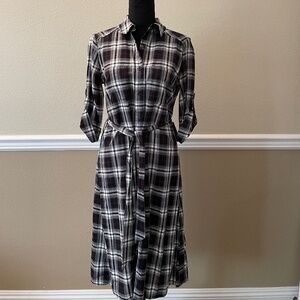 NWT Max Studio XS Multi Colored Plaid Button Up ShirtDress